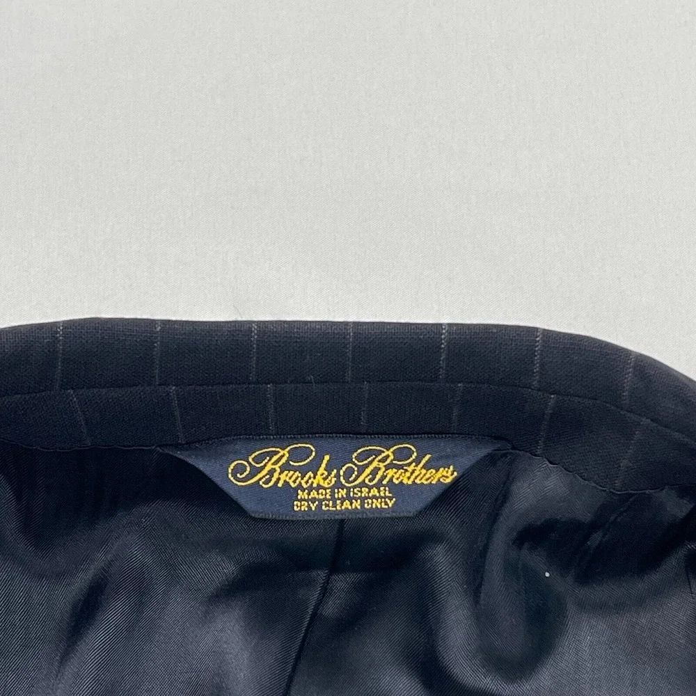 Brooks Brothers Brooksease Wool Blazer 43L Mens Black Pinstripe‎ Suit Jacket